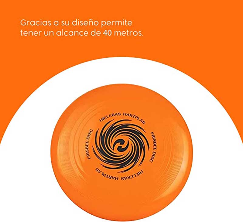 Frisbee Disco Volador 175 gramos para jugar al aire libre color naranja peso de 27.5 gramos